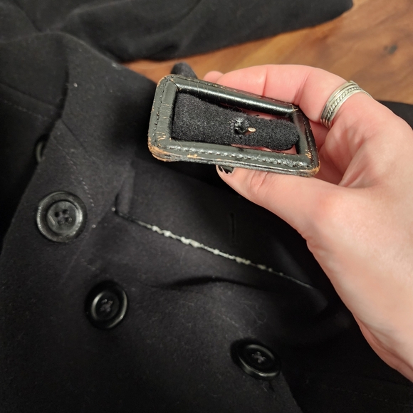 London Fog Heritage Black Wool Blend Trench Coat with Leather Accents - Picture 13 of 16